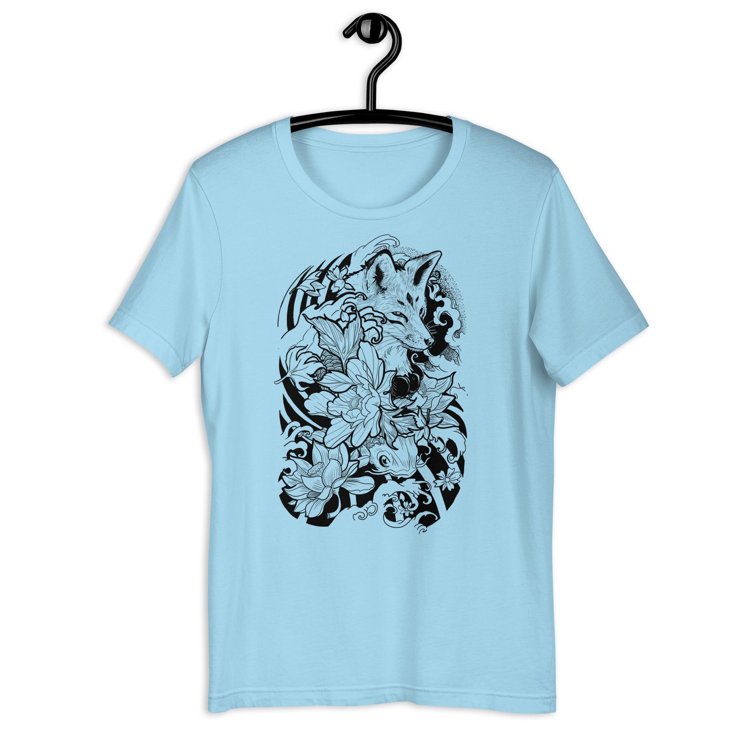 Ocean Blue Fox Tattoo T-Shirt: Unisex style that captures the essence of the sea.