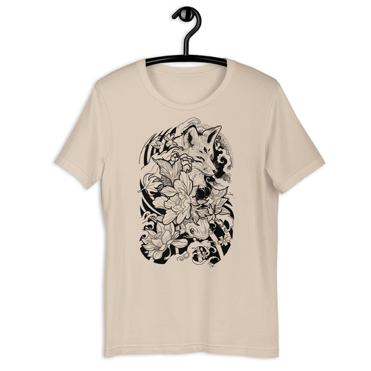 Soft Cream Fox Tattoo Unisex Shirt: A blend of style and comfort in this unique piece.