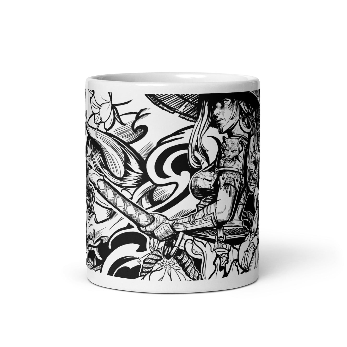 Oni Hunter - White glossy mug - Alves Art Studio